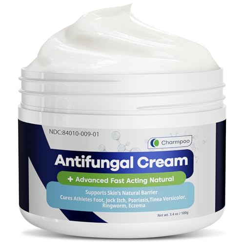 CHARMPOO Anti fungal Cream for Skin: 3-in-1 Antifungal Cream Advanced Fast Acting Formula for Feet Body Groin - Athletes Foot Treatment and Jock Itch Ringworm Treatment for Humans 3.4 oz (100g)