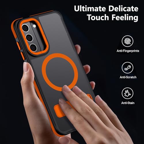 Mondelete for Samsung Galaxy S21 FE Case, [Compatible with MagSafe], Adjustable Kickstand,Military Grade Drop Tested, Translucent Matte Phone Case for Galaxy S21 FE Case (Orange) by Mondelete - Used condition - Image 4