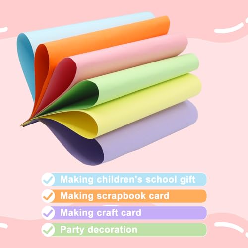 300 folhas de papel cartão colorido grosso a granel 21 x 29 cm, 6 cores, papel de construção para im