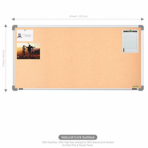 Image of Scholar Art Metis 2x4 Feet Cork Board for Study Table & Kids Room | High Strength Natural Cork + High Density Soft Board for Pinning Photos, Sticky Notes & Reminders