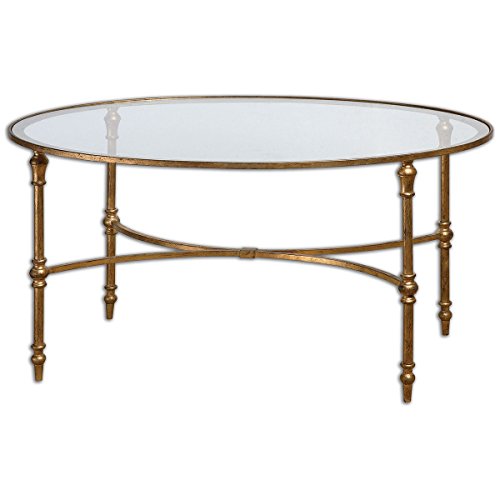 Uttermost Vitya Glass Coffee Table, Gold #TOP8