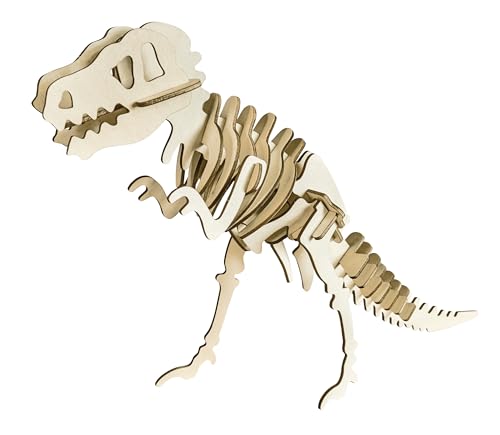 Pebaro 856/3L Holzbausatz Tyrannosaurus Lasercut, 3D Puzzle, Holzpuzzle, Holzfarben