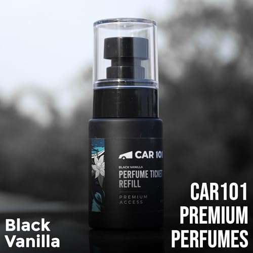 Image of CAR101 Black Vanilla Premium Car Perfume 35ml with Wooden Dangler | 300 + Sprays |Fine Fragrance Car Air Freshener|Car Accessory Interior|Luxury Air Freshener for Accessories & Dashboard