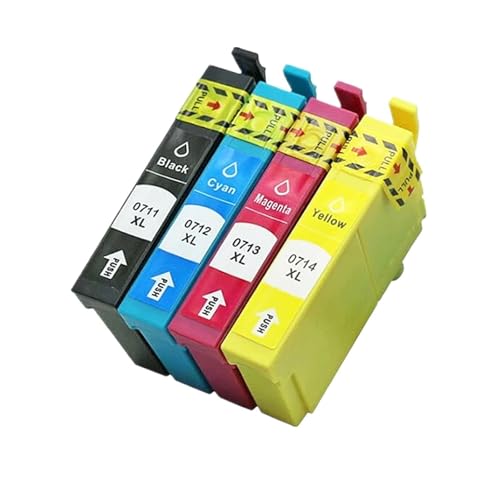 Compatible con Epson Stylus SX110 SX215 SX218 SX400 SX405 SX410 SX415 SX510W SX515W DX7400 Impresora Cartucho T0711XL T0712XL T0713XL T0714XL(1Set)