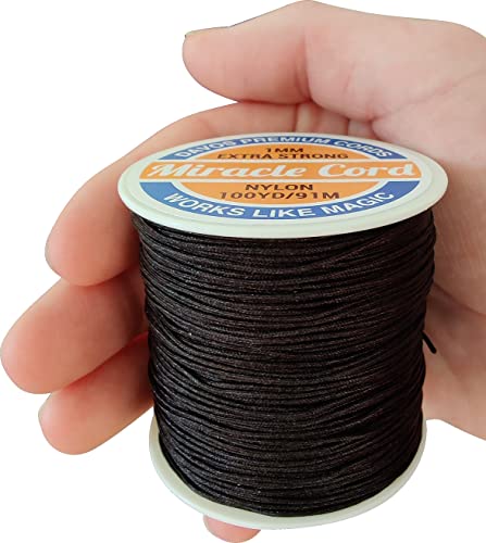 Miracle Cord 1Mm Nylon Cord Multi-Use Extra Strong Braided Thread Jewelry Necklace Bracelet Making String Beading Crafting Cording Arts Crafts Diy (Black, 100 Yds), 100 Yards #TOP4