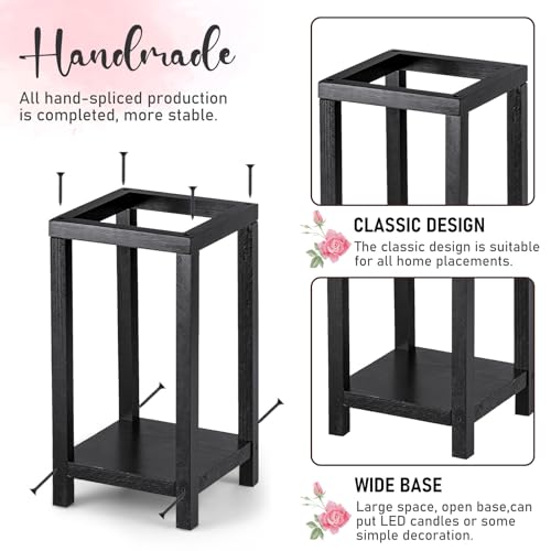 Geelin 10 Pcs Wooden Wedding Lantern Centerpiece Candle Lantern Table Wooden Candle Holder Decorative for Wedding Party Table Valentine Decor(10.59 in, 13 in,Black) by Geelin - Image 3