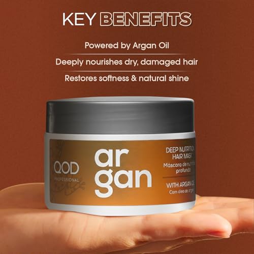 Image of QOD Argan Deep Nutrition Hair Mask 300 ml | For Dry, Damaged, Frizzy and Dull Hair | Promotes Shine and Softness | With Argan Oil| 300g - 10.5 fl oz