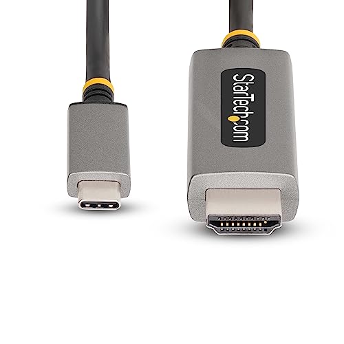 Image of StarTech 3ft USB-C to HDMI 2.1 Cable, 8K 60Hz or 4K 144Hz, HDR10, USB4 | 1m Type-C to HDMI video converter cable, Intel 11th Gen or discrete GPU for max, EMI shielded