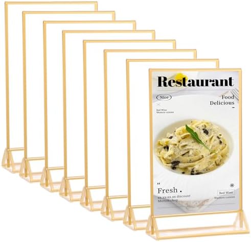 Cadres Photos Dorés Double Face - Pack De 6 - Porte-numéros De Table Dores En Acrylique Chevalets De Table Transparents Pour Affiche Porte Menus Cadres Photos A5 89617086