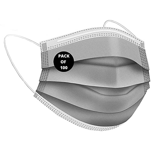 Image of MEELANA Non Woven Fabric 3 Ply Disposable Surgical Mask for Men Women with adjustable nose pin Reusable (Pack of 100) Breathable Masks