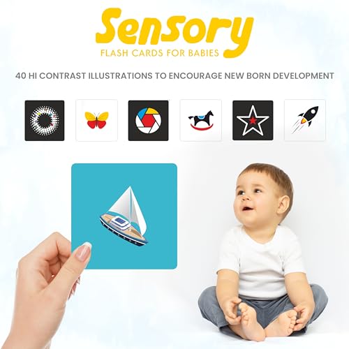 Image of SPARTAN KIDS Sensory Flash Cards for New Born Babies | Hi Contrast Illustrations to Encourage Infants Development Black & White Flash Cards for Age 6 to 9 Months | 40 Flash Cards