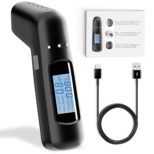 NEWDRU Digital Alcohol Tester Machine – Portable Alcohol Detector Device with High-Precision Breath Analyzer, Non-Contact Alcohol Measuring Machine for Drink and Drive Checks (Latest)