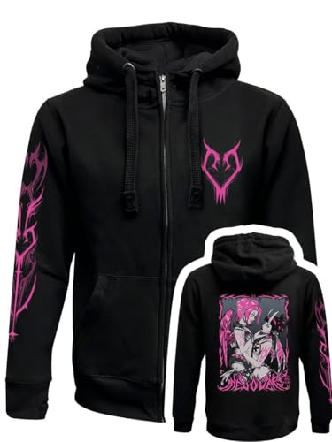 Sweat à capuche zippé noir The Lovers Pinku Kult pour style gothique