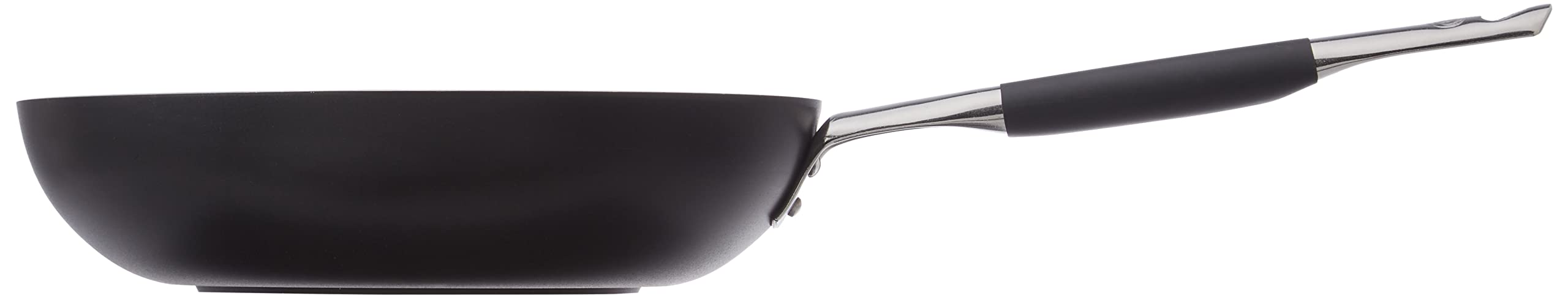 Ollas Agnelli Alblack avellanado Pan de Alta, de Aluminio, de Espesor 3 mm, 8 mm Fondo de inducción, con Mango Tubular de Acero Inoxidable Fresco, Negro, de 28 cm