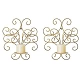 JUCONSIN Wall Sconces Set of 2 Candle Holder Metal Wall Candle Sconce Wall Decorations with Unique A