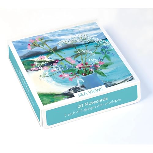 Box of 20 Notecards - Sea Views by Jane Askey - Scenic Coastal Designs - 5 Each of 4 Designs - General Cards Suitable for Birthday and Other Occasions - Made in the UK - Eco-Friendly