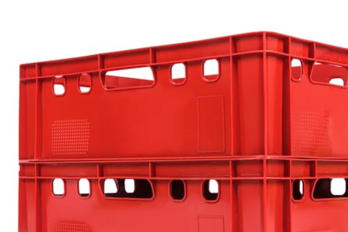 gardivo E2 Kisten Rot 5 Stück 60x40x20 Meischkiste, Metzgerkiste, Lagerkiste in rot, stapelbbar lebbensmittelecht robust fleischerkiste kunststoff Eurobox