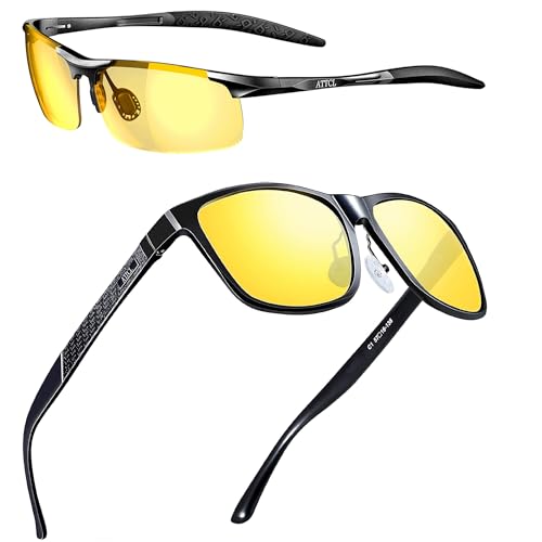 ATTCL Bundle Men's Retro Metal Frame Driving Polarized Sunglasses For Men/Women:(8177-yeshi)+(8587-yeshi)