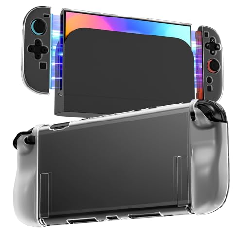 Teyomi Funda Transparente Compatible con Nintendo Switch 2, Carcasa para Nintendo Switch 2, Protector de Switch 2, Funda de TPU para Joycon, 8 Tapas para Joystick, Acoplable, Ergonomics
