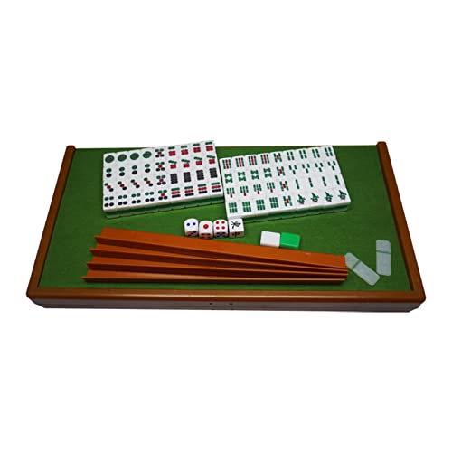 Mahjong con 144 fichas y mesa plegable portátil miniatura 3