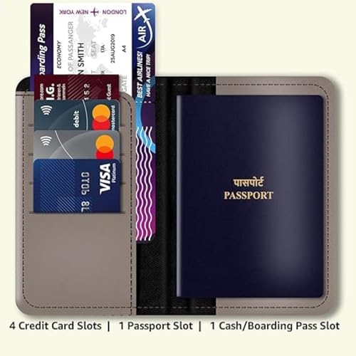 Image of Personalized Passport Cover in Leather Holder, for Travel Organizer Gift for Men and Women, Passport Holder, Elastic Passport Cover (White)