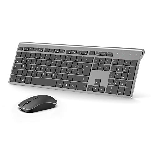 JoyACCESS Clavier sans fil, taille unique, clavier numérique ergonomique pour PC, ordinateur de bureau, ordinateur portable, ordinateur portable, Windows XP/Vista/7/8/10 (QWERTY Italie) u0096 Noir et gris