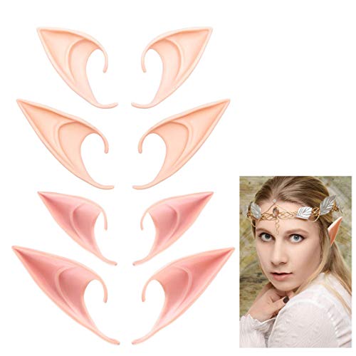 エルフ耳 4ペア 妖精のコスプレ 付け耳 ハロウィン 仮装 天使 精霊 悪魔 妖怪 に変身！（浅い&ダーク）