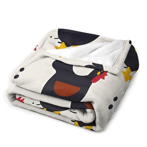 Couverture micro polaire poule de ferme 152x203 cm légère pour canapé - 5