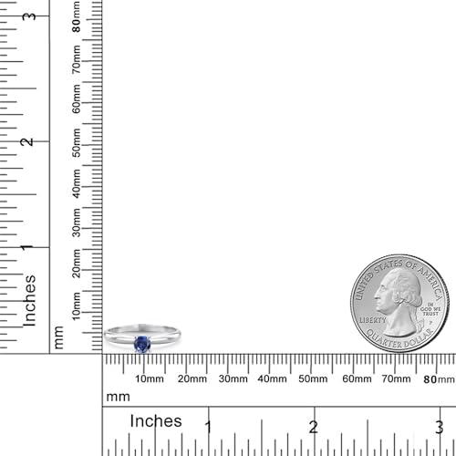 Gem Stone King 14K White Gold 4MM Round Gemstone Birthstone Solitaire Engagement Ring | Wedding Anniversary Promise Gold Ring For Women | Available In Size 5, 6, 7, 8, 93