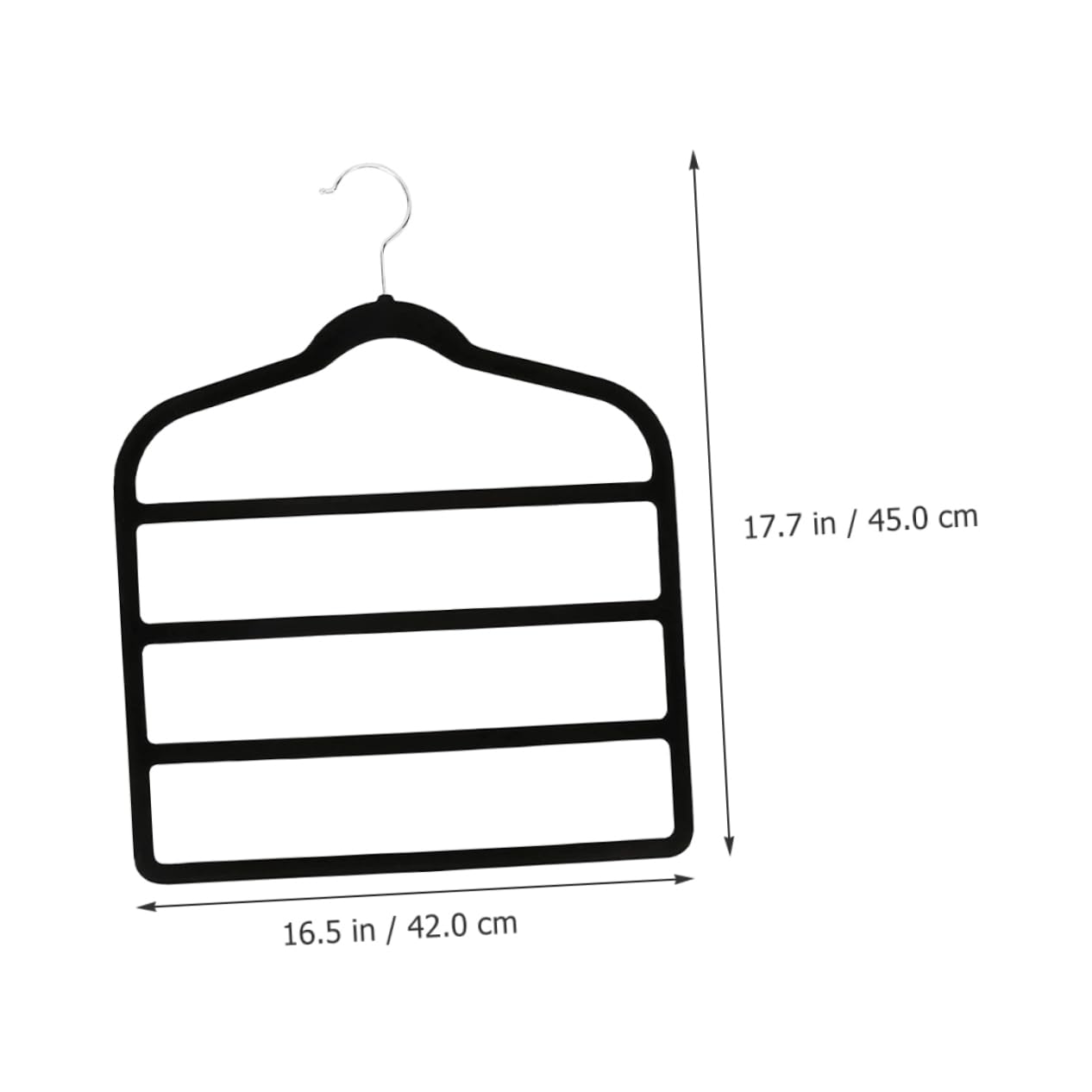 Perchas para Pantalones Multicapa Antideslizantes Negras, 4 Compartimentos, Perchas de Ropa de Terciopelo, Ahorro de Espacio para Armario y Dormitorio, Set de 5 Unidades