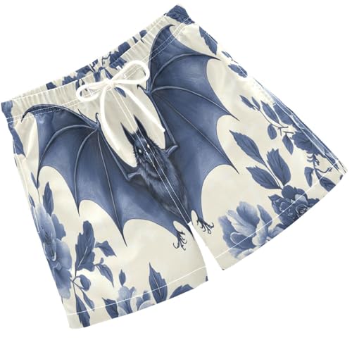 Pigsaly Boys' Swim Board Shorts Black Bat Rose Boy's Swim Trunks Kids Swimwear 4T