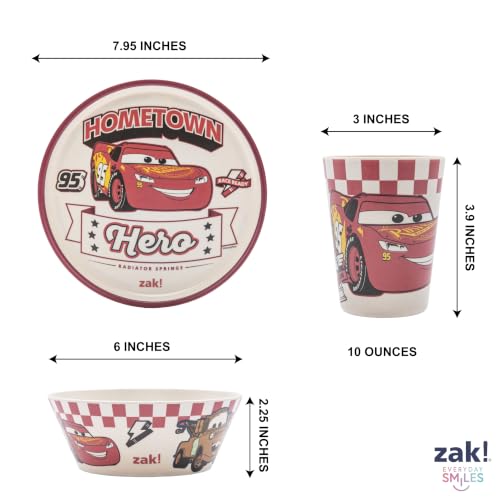 Image of Zak Designs Disney and Pixar Cars Kids Dinnerware Plate Bowl & Tumbler