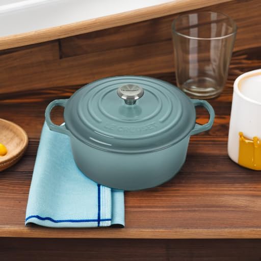 Image of Le Creuset Enameled Cast Iron Signature Round Dutch Oven with Lid, 3.5 Quart, Sea Salt