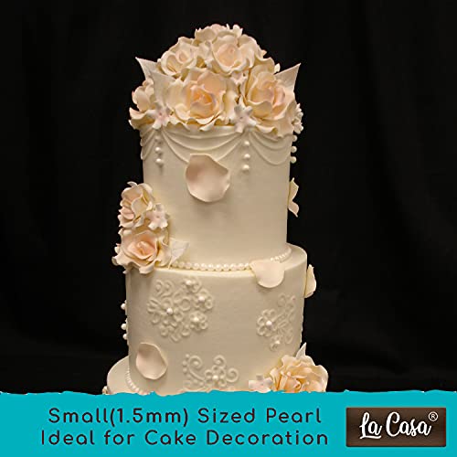 Image of La Casa Premium White Dragees | Small(1.5mm) Sized Pearl Balls Ideal for Cake Decoration & Garnishing | 100g |