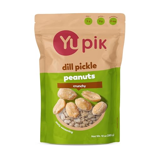 Yupik Dill Pickle Peanuts, 10 Oz, Crunchy Savory Snack, Made