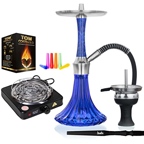Aladin Epox 360 Shisha-Set, 9 Blow-Offs, Edelstahl, Diffusor, Closed Chamber, Bundle mit TOM Gold Naturkohle & 1000w… – Bild 5