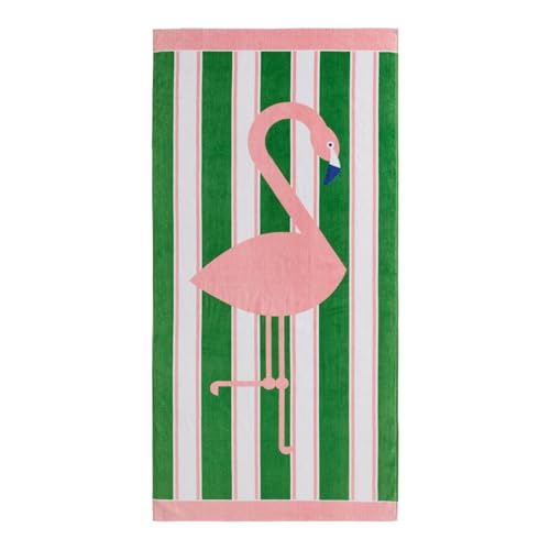 Jonathan Adler Oversized Velour Printed Beach Towel 35 x 70 Flamingo