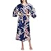 Produktbild Damen Morgenmantel Kimono Satin Kurz Nachtwäsche Bademantel Robe Schlafanzug,Loser Bademantel mit Pfaumuster A-1 M