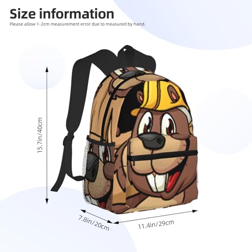 Sac à dos imperméable et décontracté à motif castor