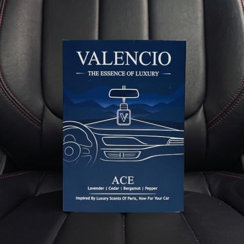 Image of Valencio Luxury Car Perfume Ace - Cedar & Lavender Hanging Diffuser | Fragrance Inspired by Body Perfumes | Natural Essential Oils | Long-Lasting Fragrance Up to 45 Days | Gas-Free & CFC-Free
