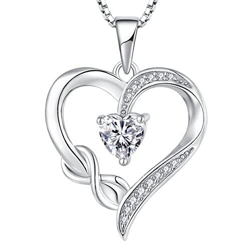 Starchenie Collar Infinito Corazón Mujer Plata De Ley 925 Colgante Blanca Piedras De Nacimiento Circonita Joyas Regalo Starchenie Collar Infinito Corazón Mujer Plata De Ley 925 Colgante Blanca Piedras De Nacimiento Circonita Joyas Regalo