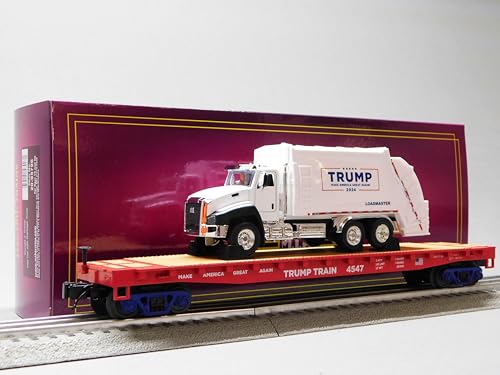 M.T.H. Electric Trains MTH PREMEIR Donald Trump Flat CAR W/Garbage Truck O Gauge 20-95796