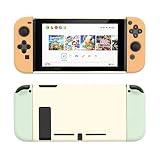 Diseño fresco: los colores contrastantes de marrón y verde hacen que la funda protectora sea más delicada, que está diseñada para ofrecer una protección completa a tu Nintendo Switch, no apta para Nintendo Switch Lite. (El interruptor y otros accesorios NO están incluidos)