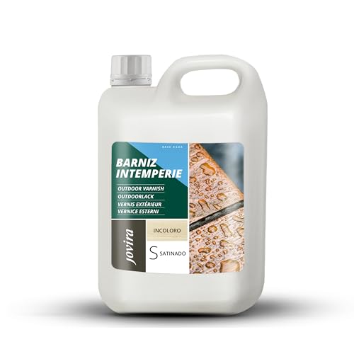 JOVIRA PINTURAS Barniz Intemperie al Agua, para el cuidado y la decoración de maderas en exterior. (2 Litros, Satinado) H-15