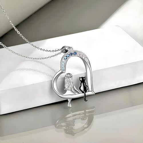 SUPAC Cute Heart Necklace, With Black Cat - Charming Cat Heart in Rose Gold - Stylish Gift for Women & Party Accessory2