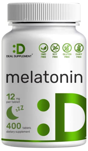Melatonin 12mg, 400 Counts, Extra Strength Melatonin Tablets, Advanced Melatonin Sleep Aid, 100% Drug Free - Promote Restful Sleep & Wake Refreshed