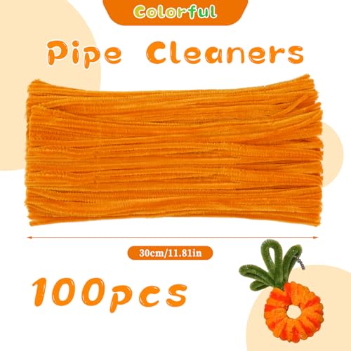Image of ZXIIXZ 100 Pcs Pipe Cleaners, Orange Chenille Stems for Crafts