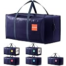 RMOHRO 6 Pack Moving Bags Heavy Duty 210GSM with Full-Open Side Zipper, 93L 220lbs Waterproof Foldable Storage Totes for College Dorm Move-In, Lidded Storage Bins., Blue