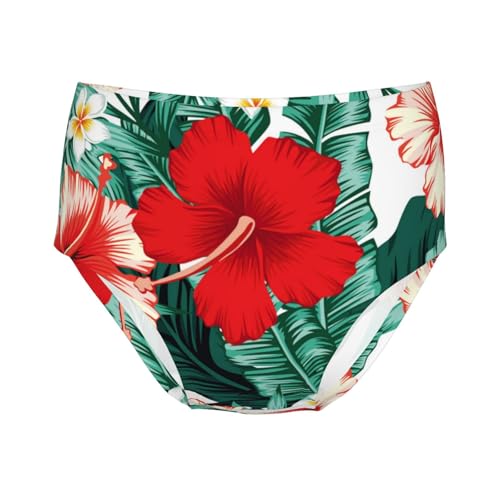 Exotic Tropical Palm Leaves And Hibiscus Girls' Underwear Soft Cotton Little Girls Panties Comfort Briefs