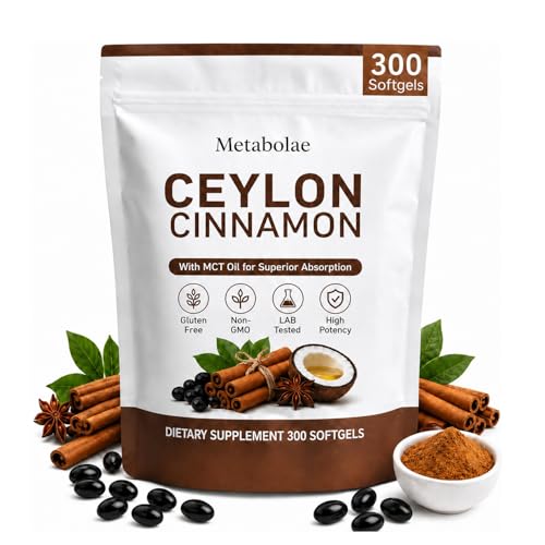 OIMTUE Metabolae Ceylon Cinnamon Daily Supplements Plant-Based Non-GMO Gluten-Free 300 Softgels